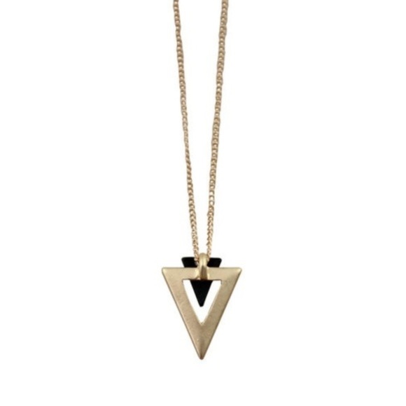 Dainty Black Gold Triangle Pendant Adjustable Chain Necklaces - Picture 1 of 5
